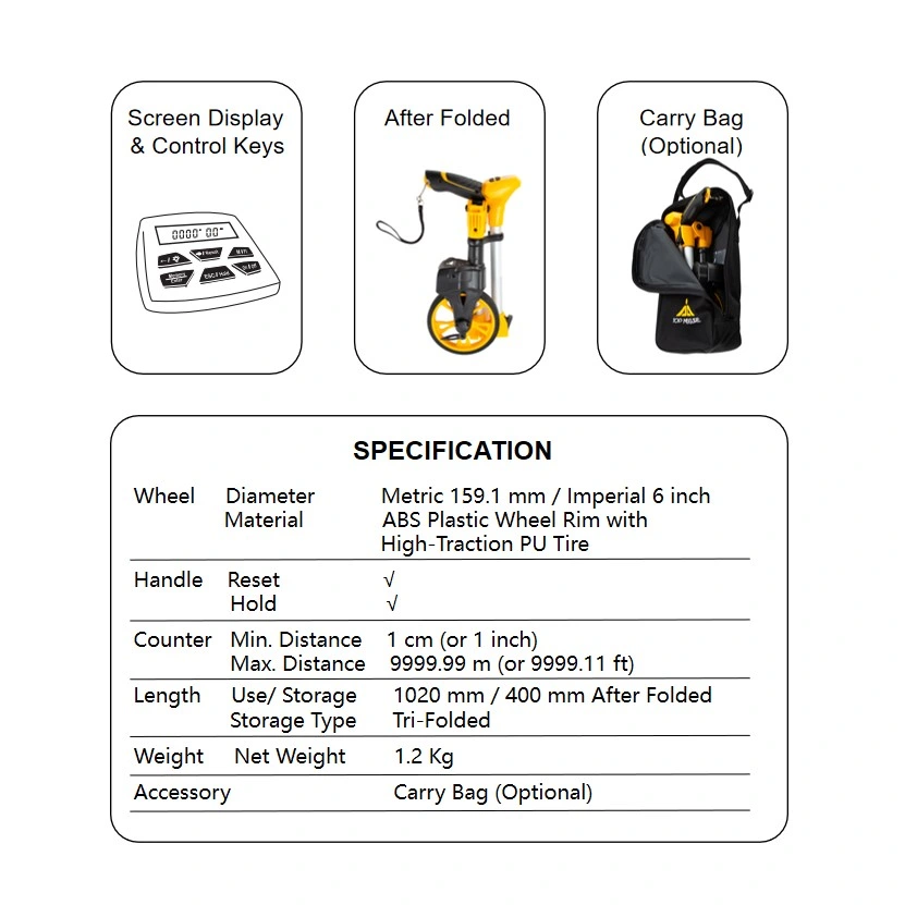 Long Distance Surveying Professional Measuring Wheel with LCD Back-Light Display